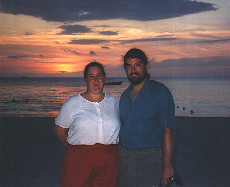 Erci and Scott at sunset in Negril